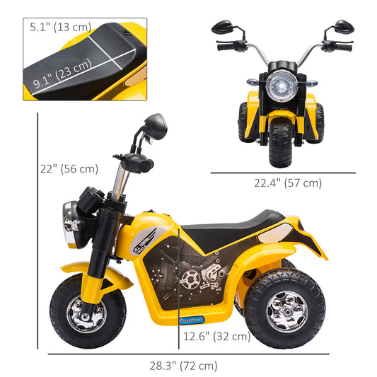 Aosom Kids Electric Motorcycle 6V Battery Powered Ride-On Dirt Bike 3-Wheels Motorbike Yellow