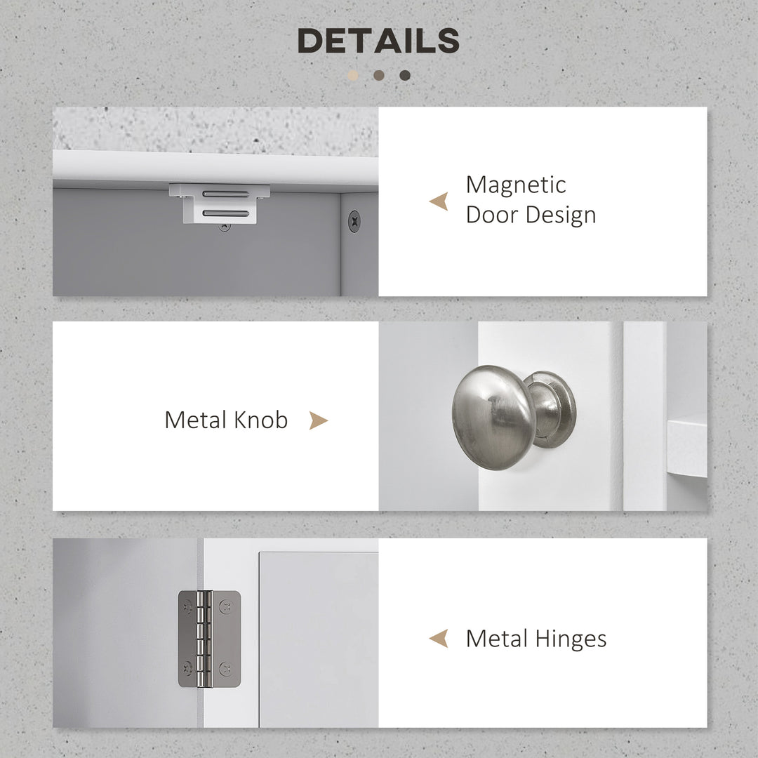 kleankin Wall-Mounted Medicine Cabinet, Bathroom Mirror Cabinet with Doors and Storage Shelves, White