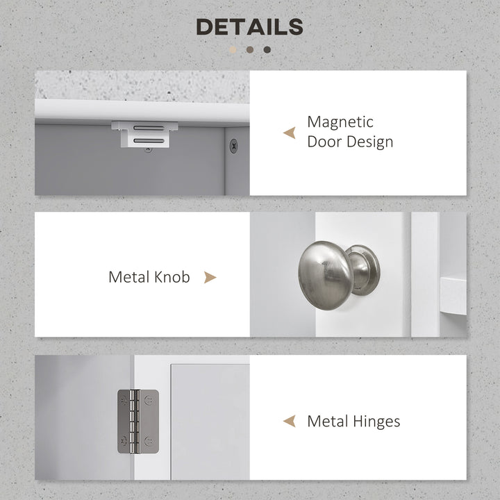 kleankin Wall-Mounted Medicine Cabinet, Bathroom Mirror Cabinet with Doors and Storage Shelves, White