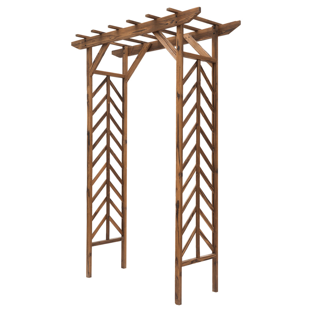 Outsunny 79" Plant Trellis, Arched Garden Arbour with Pergola Style Roof, Fir Wood Frame for Climbing Vines