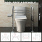 HOMCOM Stand Alone Toilet Safety Rails, Toilet Rails with Adjustable Height Width, 300lb Grab Bar with Suction Cups, Storage, Padded Handles for Elderly