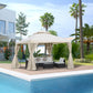 Outsunny 10' x 10' Steel Outdoor Patio Gazebo Canopy with Removable Mesh Curtains, Display Shelves, & Steel Frame, Grey