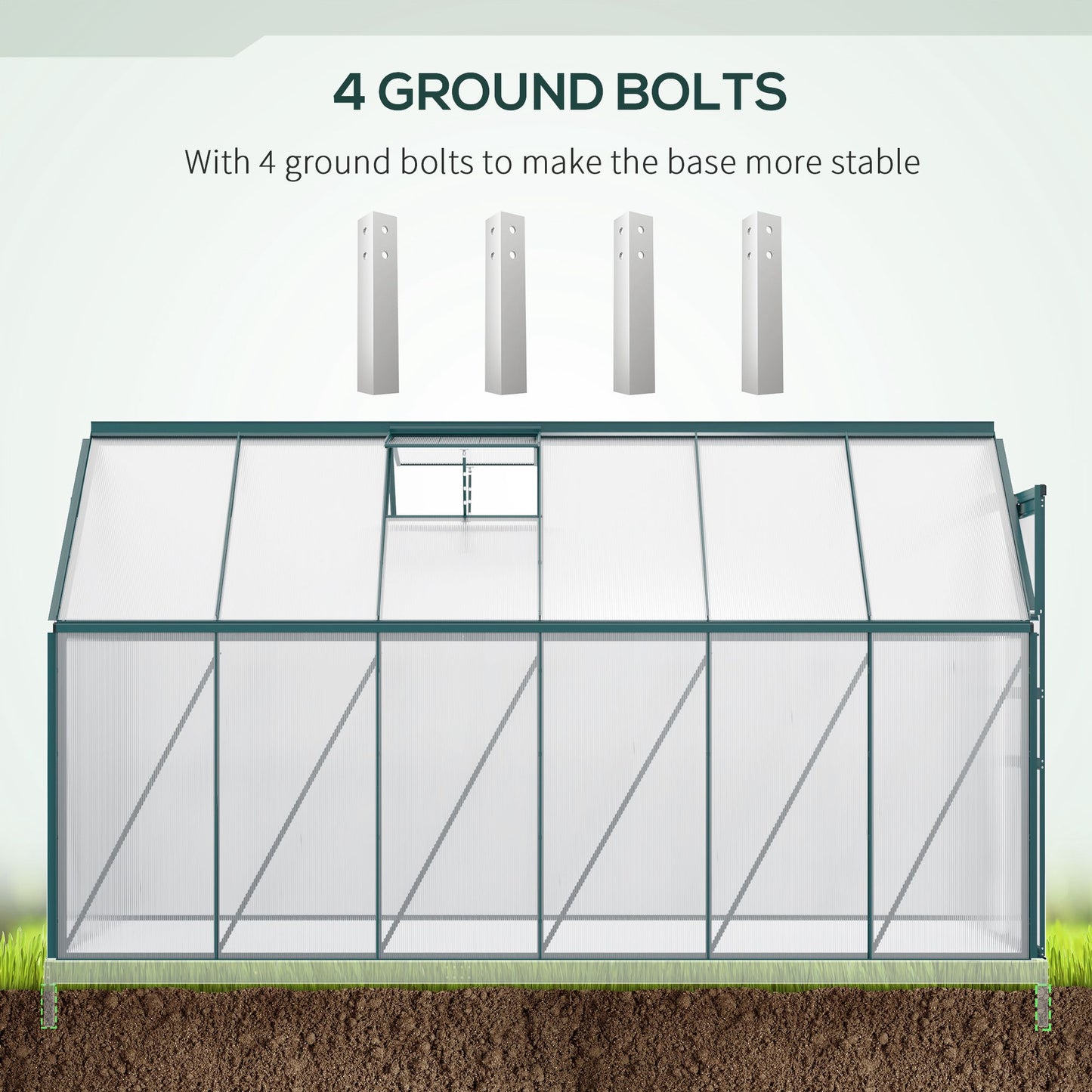 Outsunny 6' x 12' x 6.5' Walk-in Greenhouse, Polycarbonate Greenhouse with Adjustable Roof Vent, Base, Sliding Door, Clear