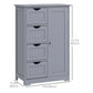 kleankin Bathroom Storage Cabinet, Floor Cabinet with Adjustable Shelf and 4 Drawers, Side Cabinet for Washroom, White