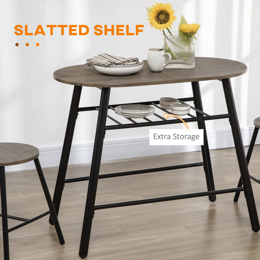 HOMCOM 3-Piece Dining Table Set, Oval Kitchen Table and 2 Chairs, Small Breakfast Table Set with Metal Frame for Small Space, Dining Room, Living Room, 35.4" x 19.7" x 29.5"