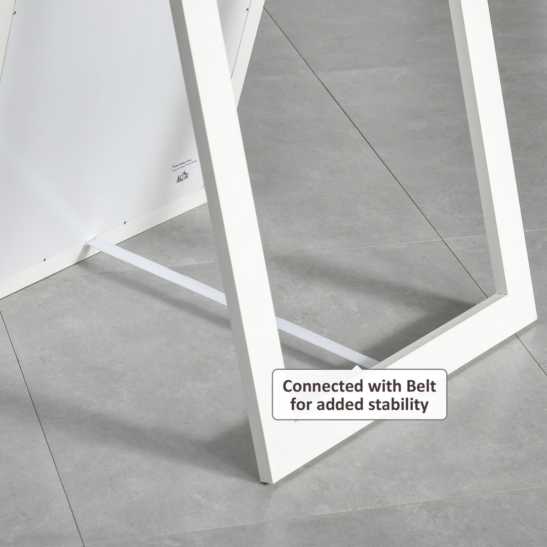 HOMCOM 58" x 20" Full Length Mirror with Frame, Floor Standing Mirror, Rectangular Full Body Mirror for Bedroom, Living Room, White