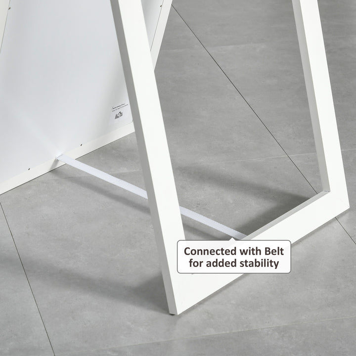 HOMCOM 58" x 20" Full Length Mirror with Frame, Floor Standing Mirror, Rectangular Full Body Mirror for Bedroom, Living Room, White