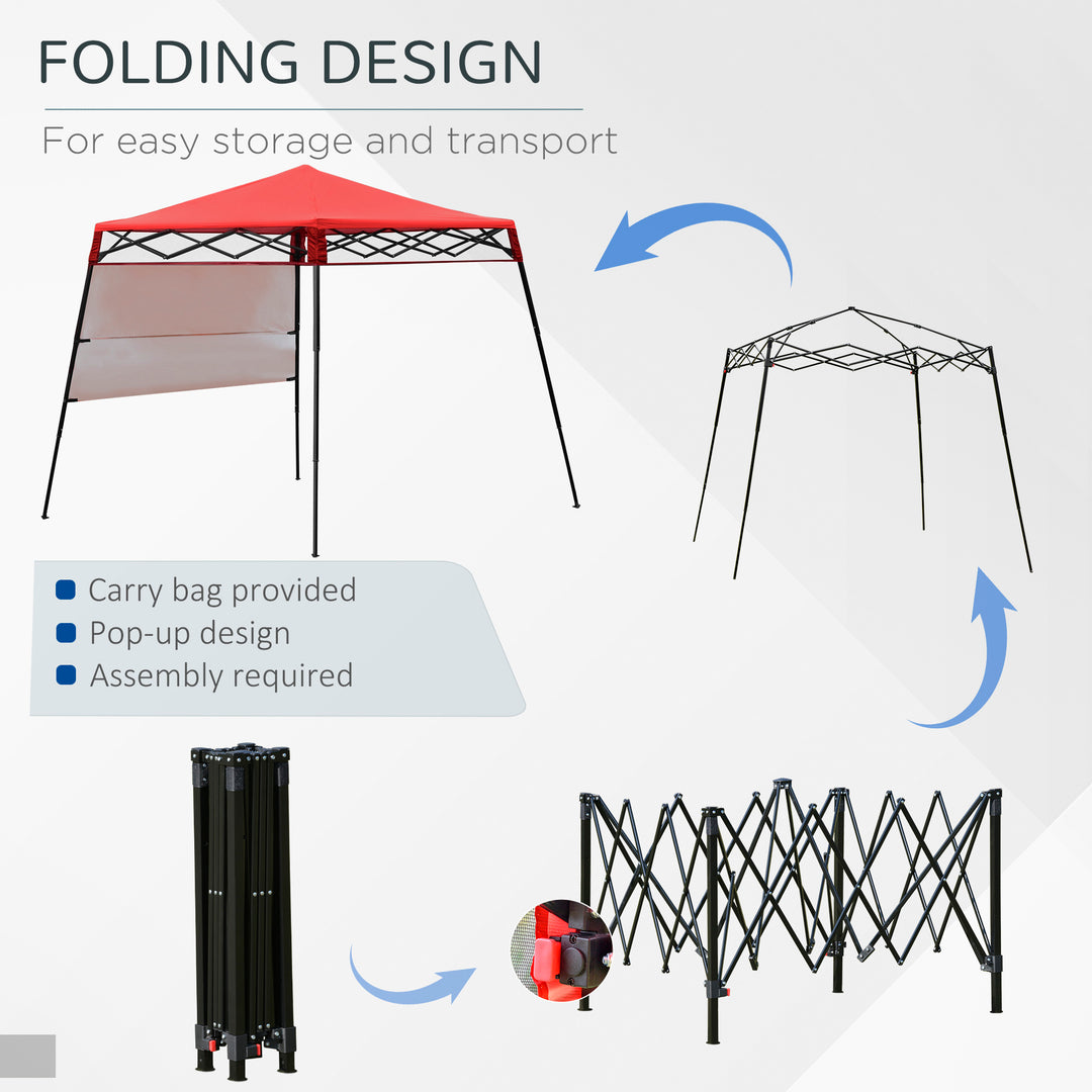 Outsunny 7' x 7' Garden Foldable Pop Up Gazebo Tent with Backpack & Adjustable Legs Outdoor Party Canopy, Blue & Black