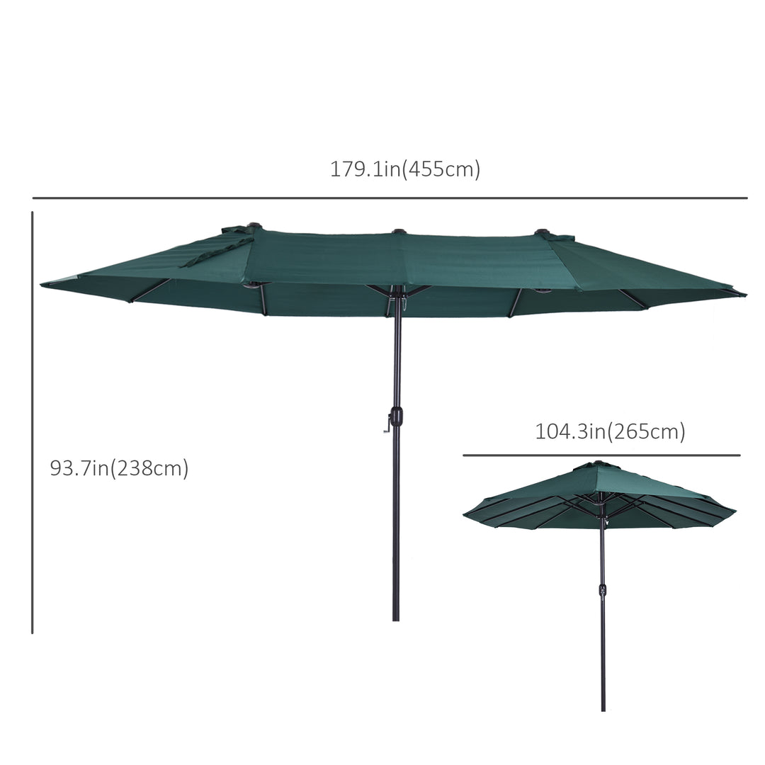 Outsunny 15ft Double-sided Patio Umbrella with Twin Canopy, Extra Large Outdoor Parasol with Crank for Pool, Deck, Market, Blue