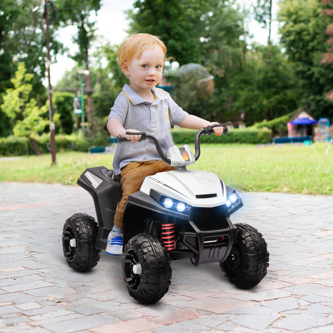 Qaba 12V Kids ATV with Four Wheels Spring Suspension, Forward & Backward, LED Light, MP3, Music, Blue