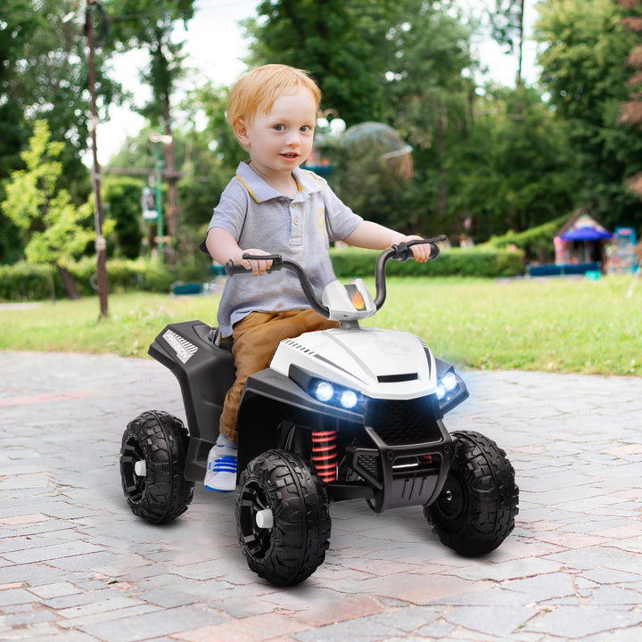 Qaba 12V Kids ATV with Four Wheels Spring Suspension, Forward & Backward, LED Light, MP3, Music, Blue