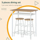 HOMCOM 3 Piece Counter Height Bar Table Set with 1 Table, 2 Matching Stools, Dining Table Set with Storage Shelf and Metal Frame Footrest, White and Oak