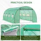 Outsunny Walk-in Tunnel Greenhouse, 13 x 6.4 x 6.5 ft Hoop House with Zipped Roll-Up Door and 8 Mesh Windows, Outdoor Greenhouse with Galvanised Steel Frame, Green