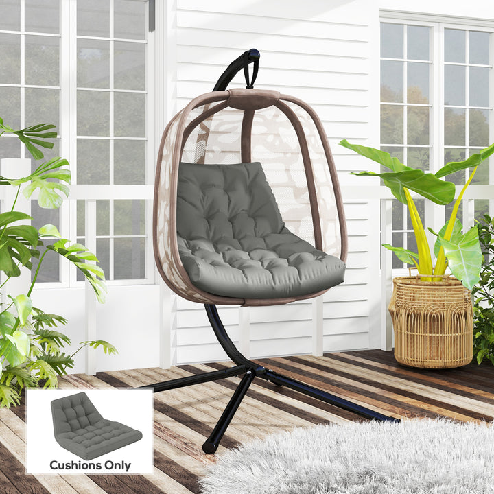 Outsunny Outdoor Swing Cushion, Tufted Patio Cushion Replacement for Garden Chair Egg Chair,  Indoor Outdoor Seat Cushion, Grey