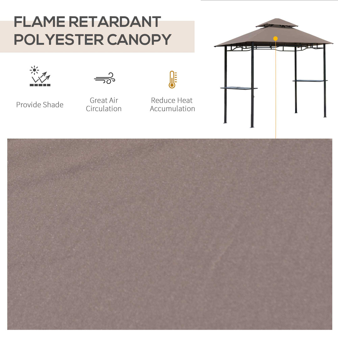 Outsunny 8' x 5' BBQ Grill Gazebo Tent with Double Tiered Canopy for Outdoor Sun Shade, Coffee