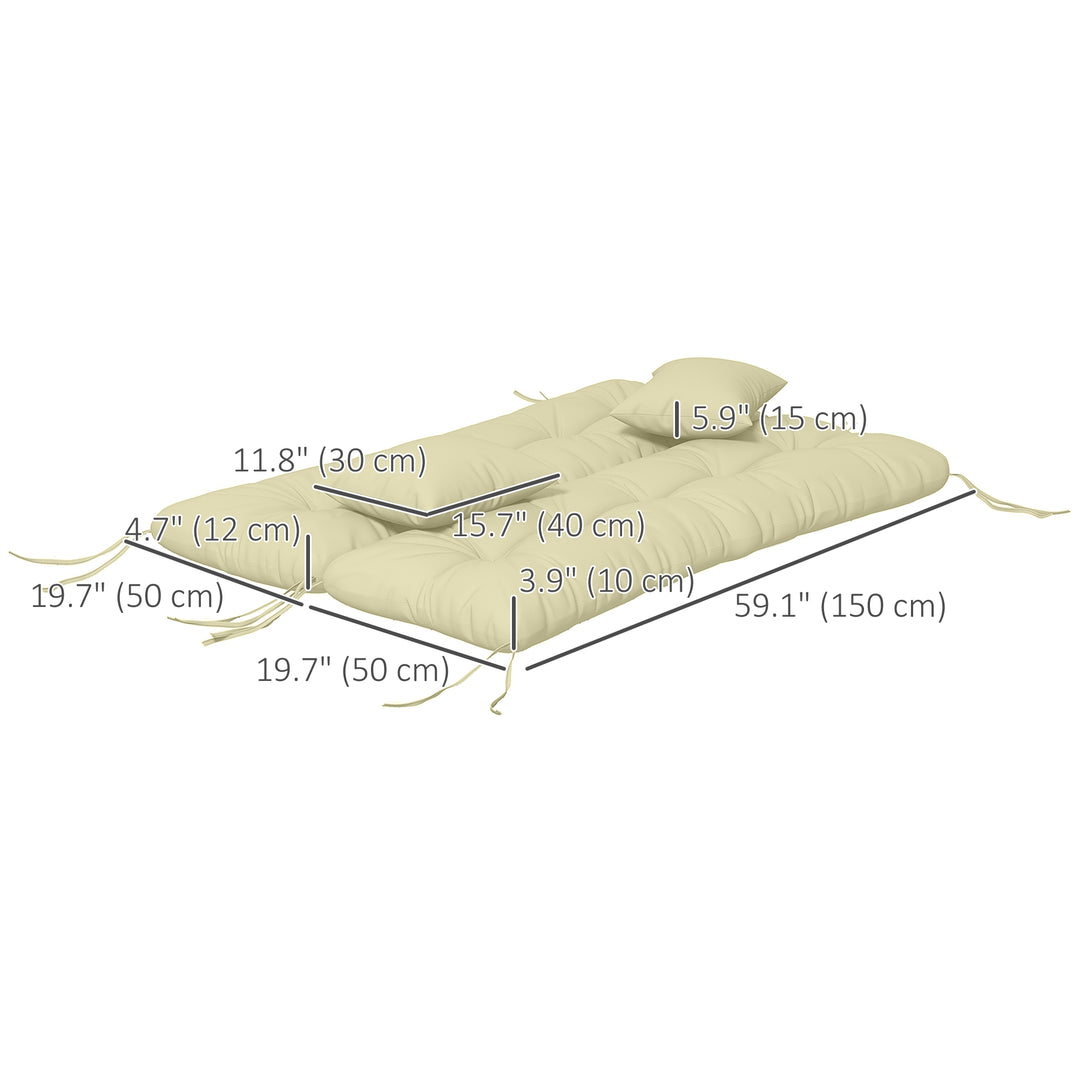 Outsunny 4-Piece Back and Seat Cushion Pillows Replacement and Pillows, Patio Chair Cushions Set with Ties, Tan