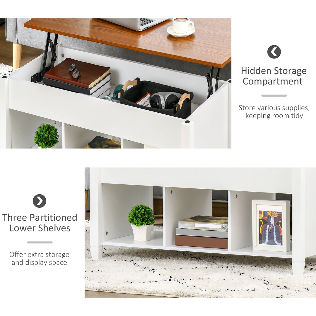 HOMCOM Lift Top Coffee Table, Modern Center Table with Storage Shelves and Hidden Compartment for Living Room, 41" L, Espresso