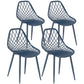 HOMCOM Modern Dining Chairs Set of 4, Plastic Kitchen Chairs with Hollow Backrest and Metal Legs for Living Dining Room, White