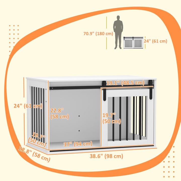 PawHut 39" Dog Crate Furniture, Dog Crate End Side Table for Large Dogs, White