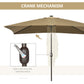 Outsunny 6.5x10ft Patio Umbrella Rectangle Solar Powered Tilt Aluminum Outdoor Market Parasol with LEDs Crank (Turquoise)