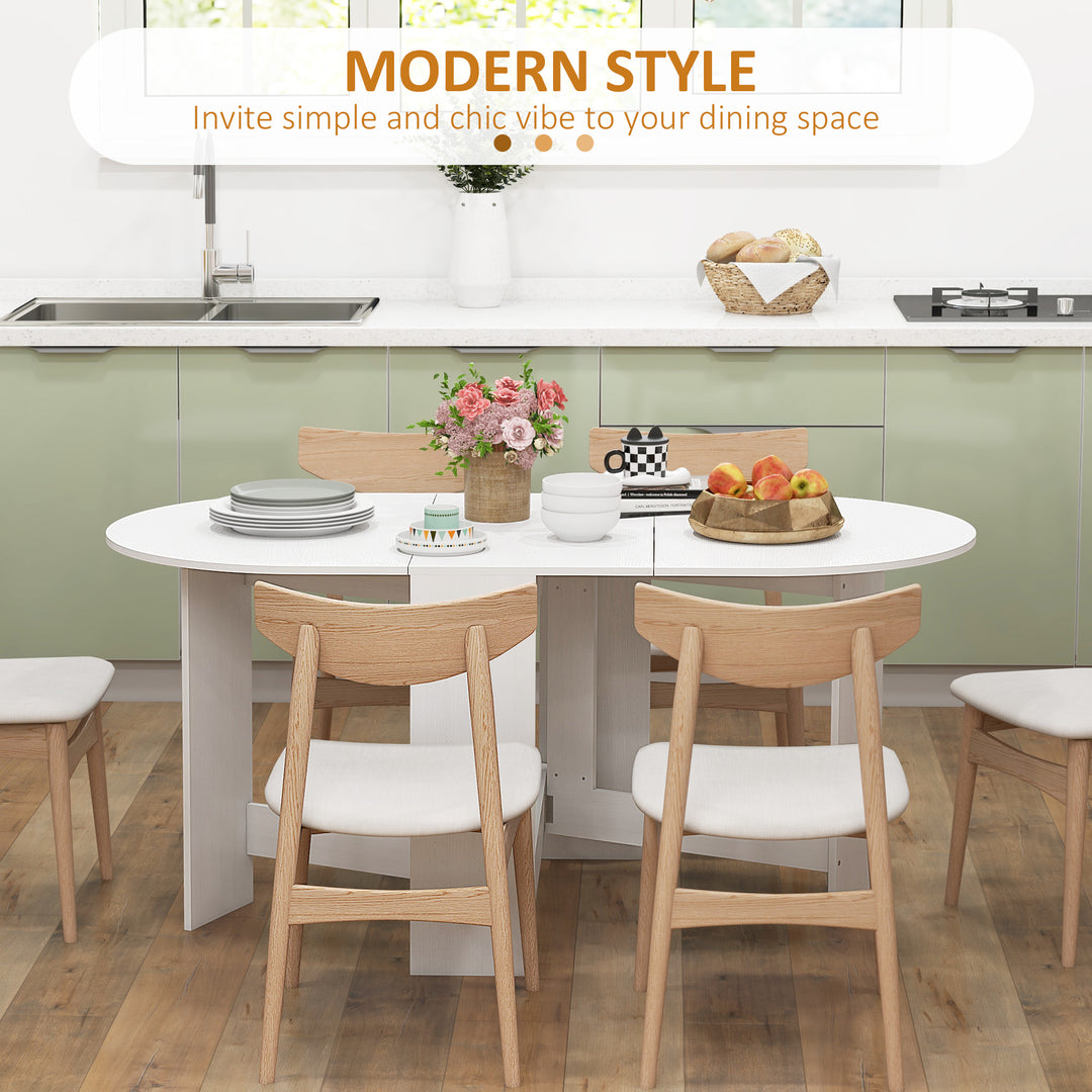 HOMCOM Oval Folding Dining Table, Space Saving Drop Leaf Kitchen Table for Dining Room, Living Room, Distressed Brown