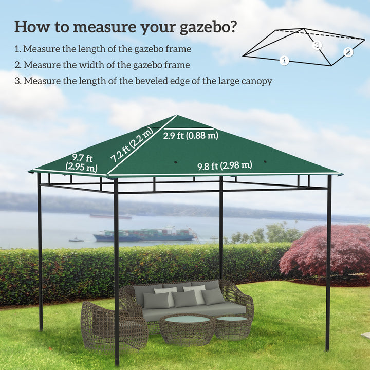 Outsunny 10' x 10' Square Gazebo Canopy Replacement UV Protected Top Cover Sun Shade Coffee