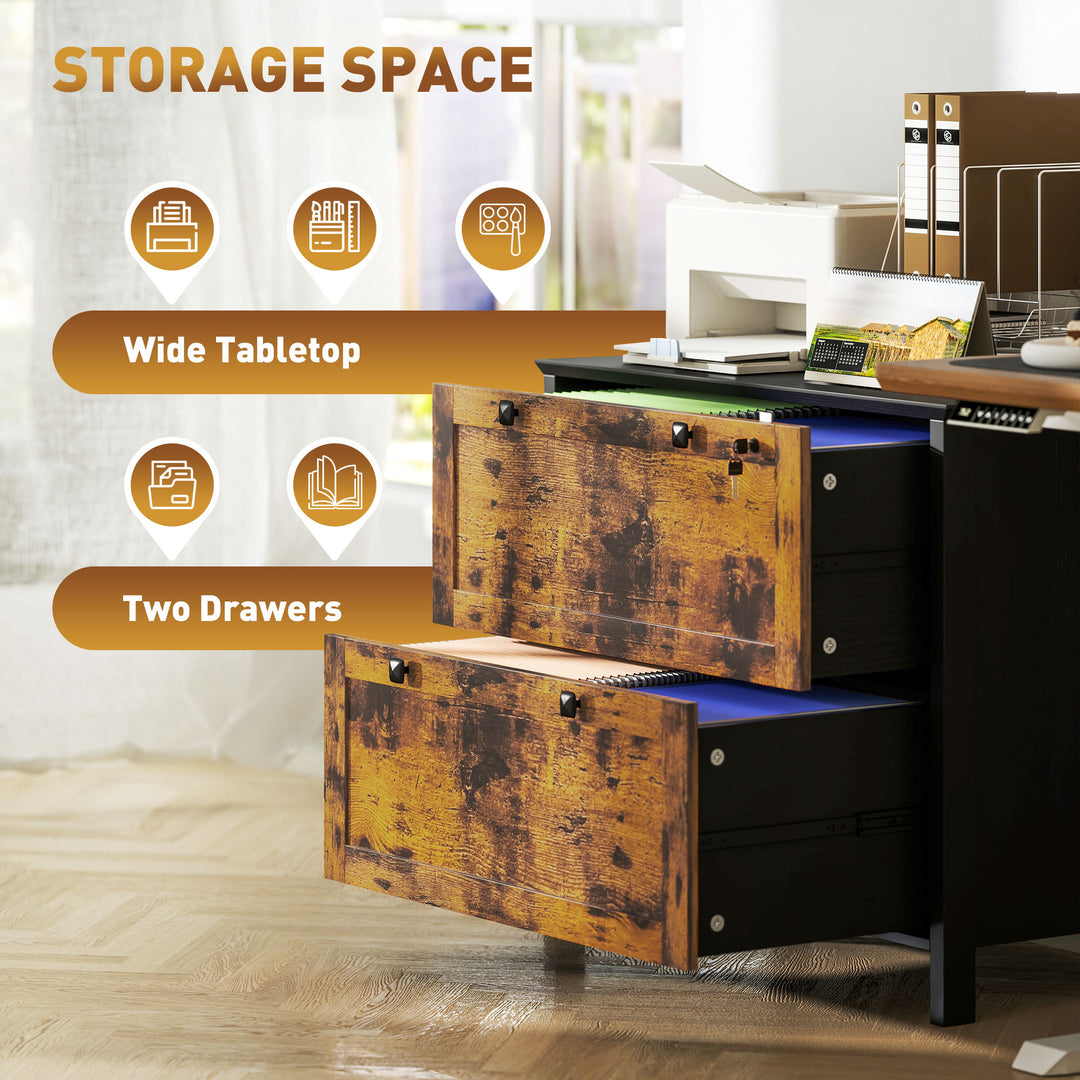 HOMCOM 2 Drawer File Cabinet, Lockable Filing Cabinet with Adjustable Hanging Bar for Letter, A4 and Legal Size, White