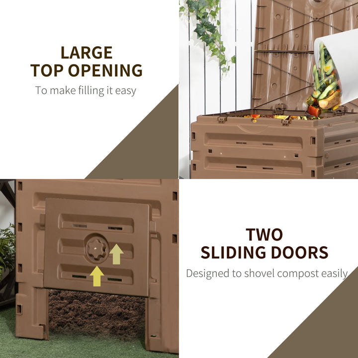 Outsunny Compost Bin, Garden Composter with 80 Vents and 2 Sliding Doors, 120 Gallon (450L), Black