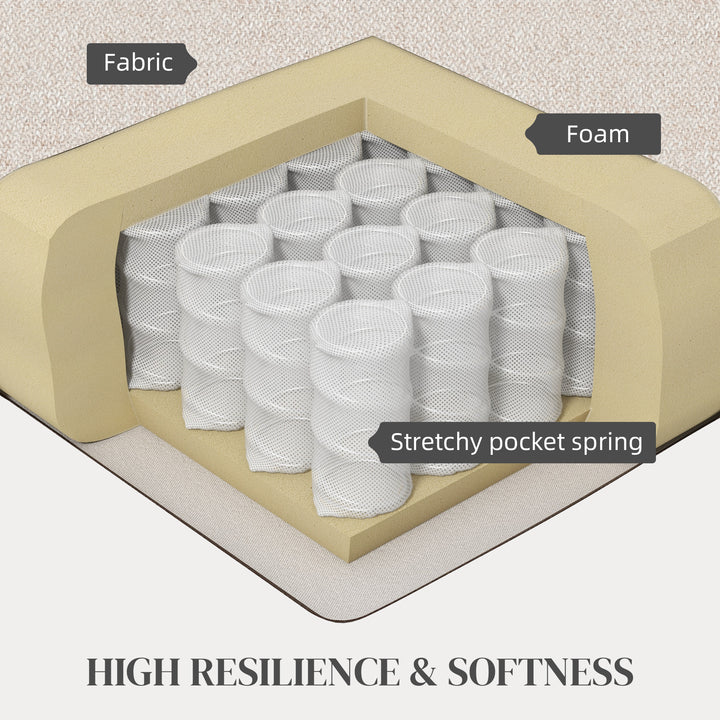 HOMCOM Fabric Accent Chair, Modern Armchair with Seat Cushion and Non-Slip Pads for Living Room, Bedroom, Light Brown