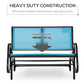 Outsunny Patio Double Glider Outdoor Steel Sling Fabric Gliding Bench Garden Swing Chair Heavy-Duty Porch Rocker Garden Loveseat Blue