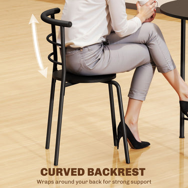 HOMCOM 5 Piece Dining Table Set, Space Saving Round Dining Set for 4 with Metal Frame for Small Spaces, Black Wood Grain