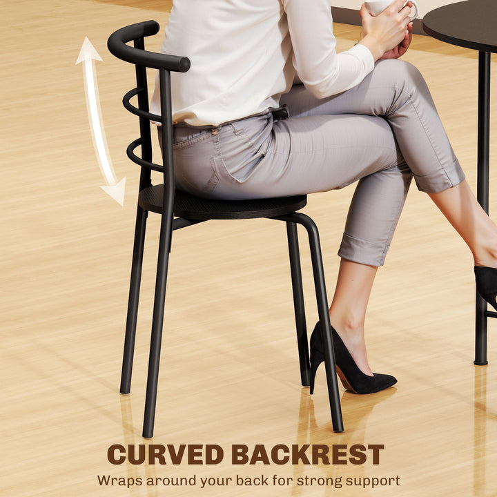 HOMCOM 5 Piece Dining Table Set, Space Saving Round Dining Set for 4 with Metal Frame for Small Spaces, Black Wood Grain