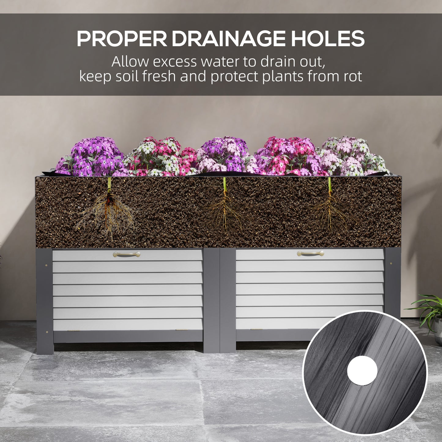 Outsunny Wooden Elevated Planter Box with Storage, 59" x 30" x 29.5" Raised Garden Bed for Vegetables, Flowers, Herbs, Grey