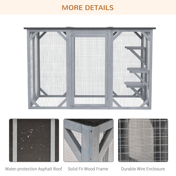 PawHut Catio Outdoor Cat Enclosure, Indoor Cat Cage, Pet House, Small Animal Hutch for Rabbit, Kitten, Kitty Crate Kennel with Waterproof Roof, Multi-Level Platforms, Lock, Camel