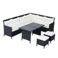 Outsunny 6pcs Outdoor Rattan Sofa Set Garden Wicker Sectional Couch Furniture Set with Dining Table and Chair White