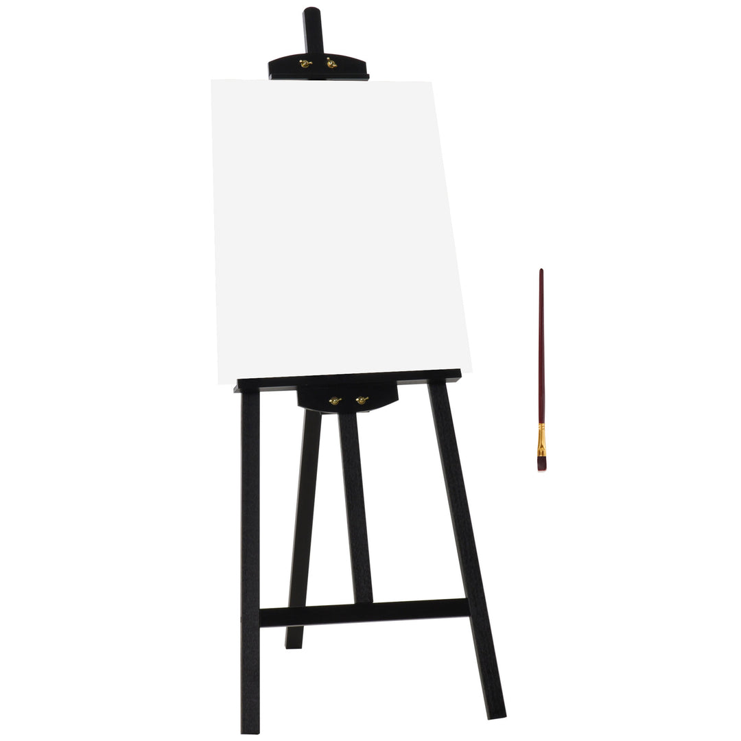 HOMCOM 55" Pine Wood Painting Easel Stand, Adjustable Folding Art Easel, Tilts up to 75° for Adults, Begginners and Students, Black