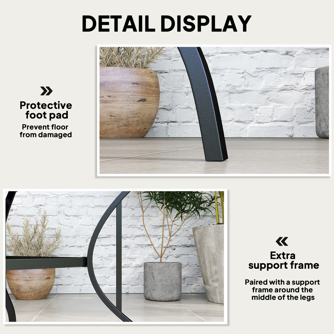 Outsunny Outdoor Dining Table for Four, Patio Table with Parasol Hole, Square Garden Table with Slatted Metal Plate Top, for Backyard, Poolside, Black