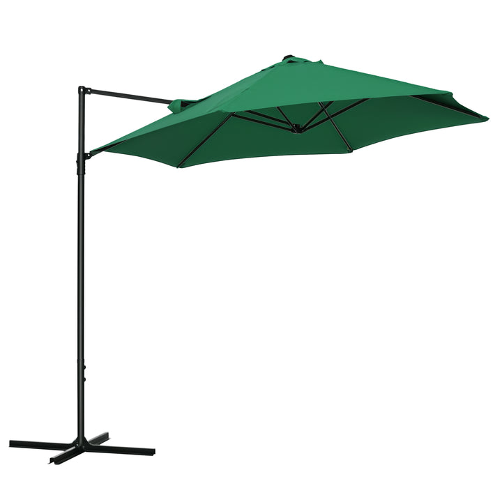 Outsunny 8.5FT Outdoor Cantilever Roma Parasol with 360° Rotation and Cross Base, Offset Patio Umbrella for Garden, Dark Grey