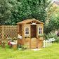 Outsunny Wooden Kids Playhouse with Door Windows Mailbox Flower Pot Holder Serving Station Bench Yellow