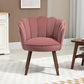 HOMCOM Modern Accent Chair Leisure Club Chair with Velvet-Touch Fabric Wood Legs for Living Room, Pink