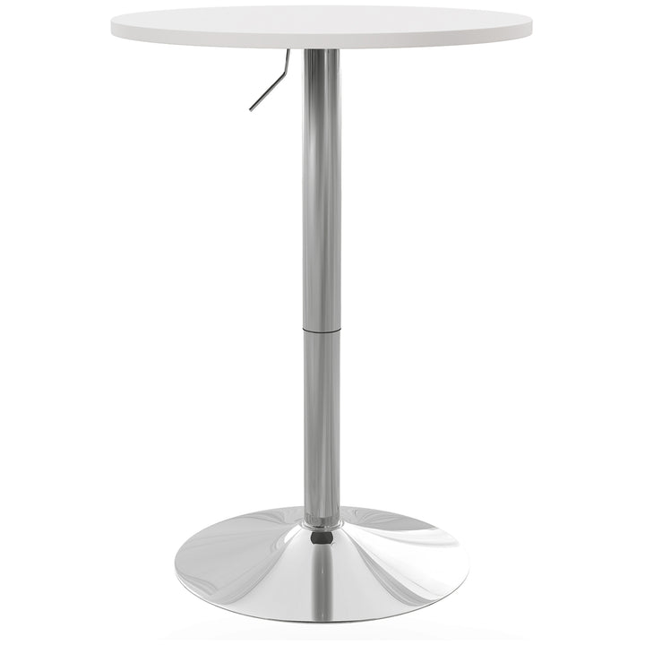 HOMCOM High Top Bar Table, Adjustable Round Kitchen Table with Swivel Top and Steel Base, Bistro Table for 2 People, White