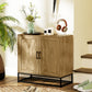 HOMCOM Kitchen Storage Cabinet, Wood Effect Sideboard Buffet Cabinet with Adjustable Shelf and 2 Doors, Nature Wood