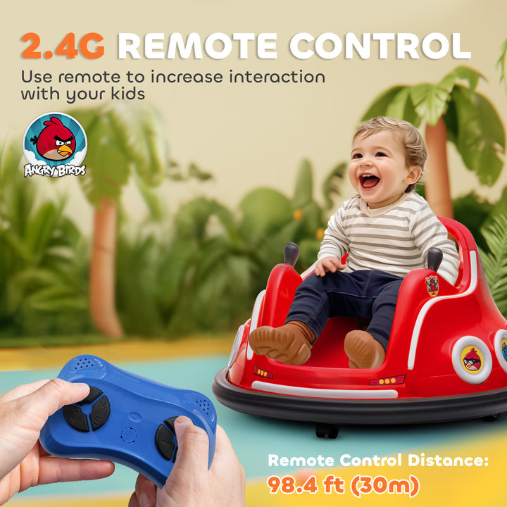 Qaba Angry Bird Licensed Electric Ride on Car, 12V Bumper Car for Kids w/ Dual Joysticks, 360 Degree Spin, Blue
