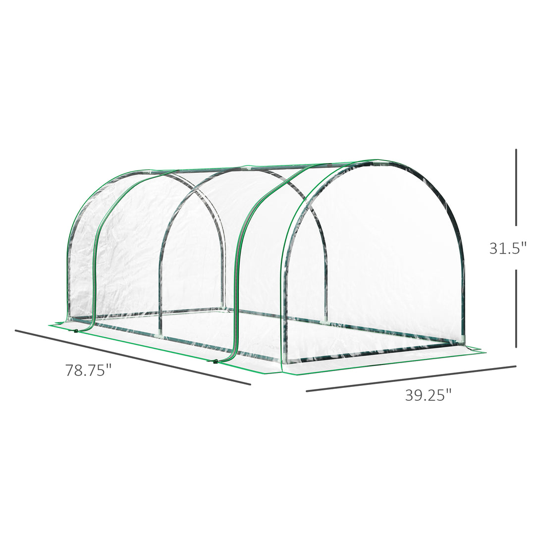 Outsunny 6' x 3' x 2.6' Mini Greenhouse Portable Hot House for Plants with Zippered Doors for Outdoor, Indoor, Garden, Clear