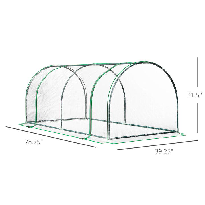 Outsunny 6' x 3' x 2.6' Mini Greenhouse Portable Hot House for Plants with Zippered Doors for Outdoor, Indoor, Garden, Clear