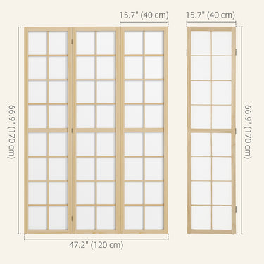 HOMCOM 3 Panel Room Divider, 5.6 ft Folding Wall Divider Room Partition for Home Office, Bedroom