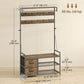 HOMCOM 6-In-1 Hall Tree with Bench and Shoe Storage, Coat Rack Shoe Bench with 10 Hooks, 2 Fabric Drawers, Rustic Brown