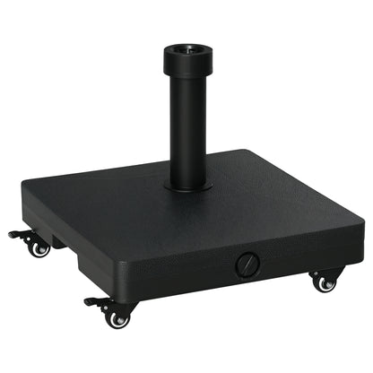 Outsunny Square Parasol Base Portable Umbrella Stand Weights for Cantilever Banana Parasol with Wheels, Water or Sand Filled, for Î¦0.75'', Î¦1.5'' Poles, Black