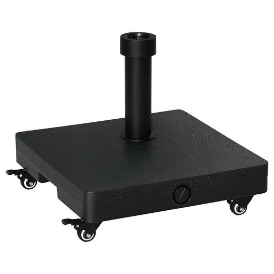 Outsunny Square Parasol Base Portable Umbrella Stand Weights for Cantilever Banana Parasol with Wheels, Water or Sand Filled, for Î¦0.75'', Î¦1.5'' Poles, Black