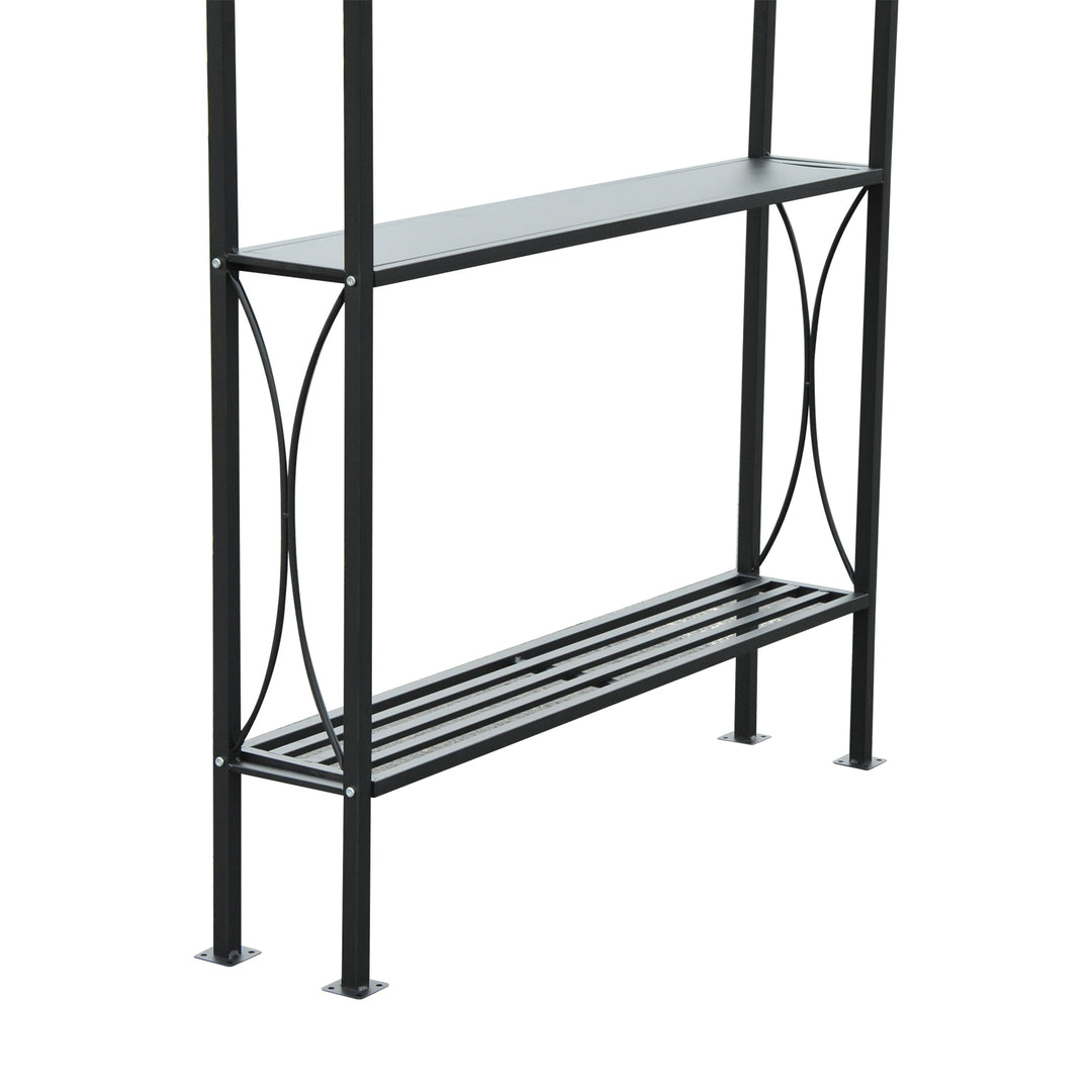 Outsunny 8' x 5' Grill Gazebo Double Tiered Tent Pavilion Grill Canopy Garden Sun Shade with 2-Tires Shelf